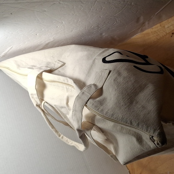 Canvas Tote Bag in Cream and Black - Picture 3 of 8